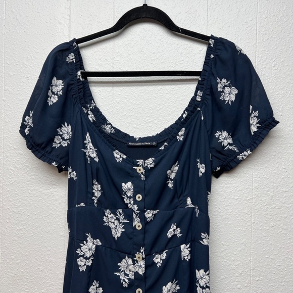 Abercrombie & Fitch Floral Babydoll Dress Womens Large Cottagecore Beach Coastal - Picture 3 of 11